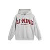 Li Ning Weekend Youth American Vintage Pullover Letter Logo Printed Hoodie Unisex Sweatshirt Light-Gray Smoke-Gray AWDU781-1