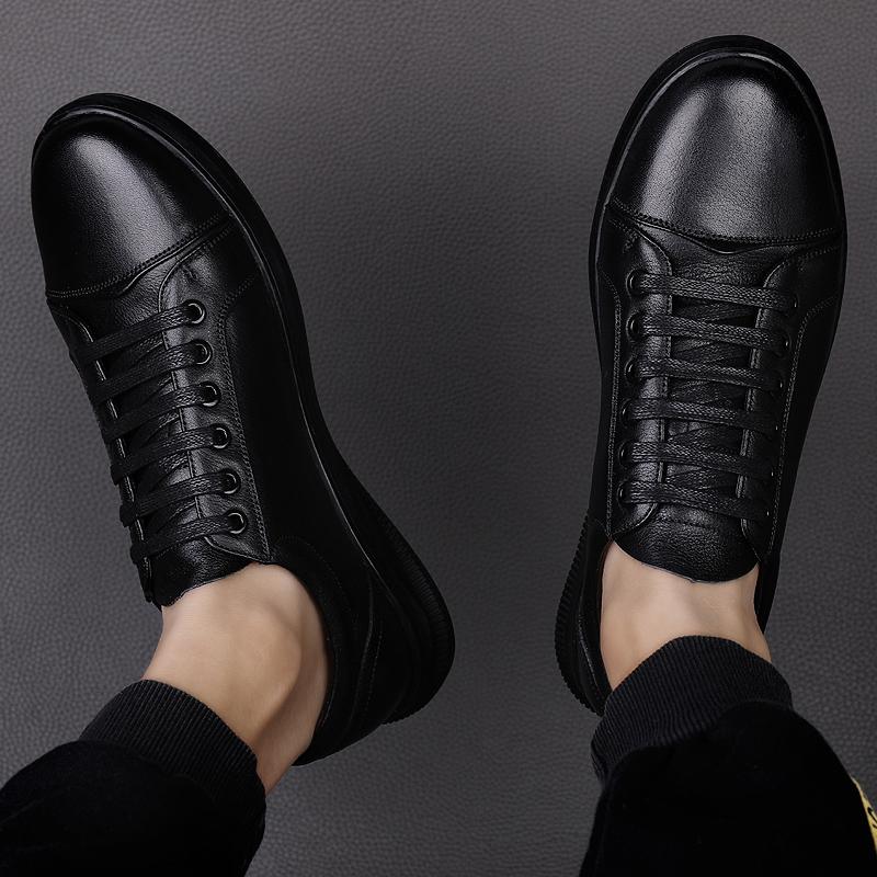 Мужская повседневная обувь из натуральной кожи, модные мужские кроссовки на плоской подошве, мужская прогулочная обувь на шнуровке для отдыха, уличная белая обувь высокого качества