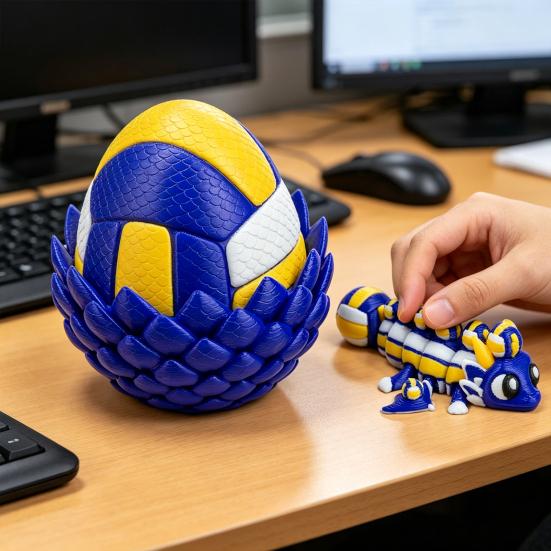 3D-печатное яйцо дракона с гибким драконом внутри Спортивный мяч Сюрприз Яйцо дракона Игрушка-антистресс Повернуть открыть Сочлененное животное Снятие стресса Подарок для