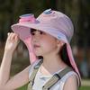 Children's Sun Protection Hat Summer Boys and Girls Outdoor Outing Visor Shawl Big Eaves with Fan Empty Top Bucket Hat