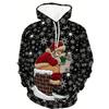 2024 Cartoon Christmas Elk Print Sweatshirts For Men New Year Party Clothes Fashion Trend X'mas Hooded Shirt Autumn Pullover