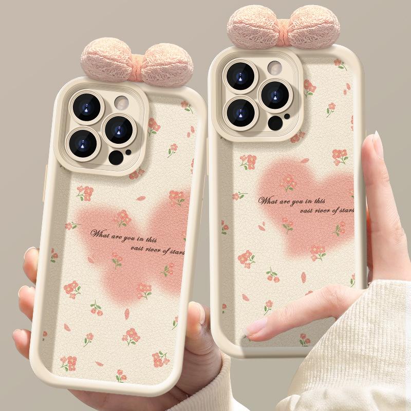 Подходит для чехла для мобильного телефона Apple 15 Iphone14/13promax Размытый цветочный бант 11/12 Ягненок Xr