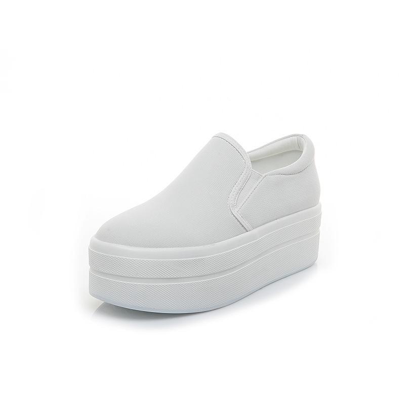 Женские туфли на плоской платформе из парусины, повседневные туфли на плоской подошве для девушек, студенческие туфли на толстой подошве, женские туфли-лоферы Slip on 789