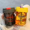 INS Transparent Student Water Cup Plastic 300ML Large Capacity Water Bottle with Straw Sports Water Cup Outdoor Sports