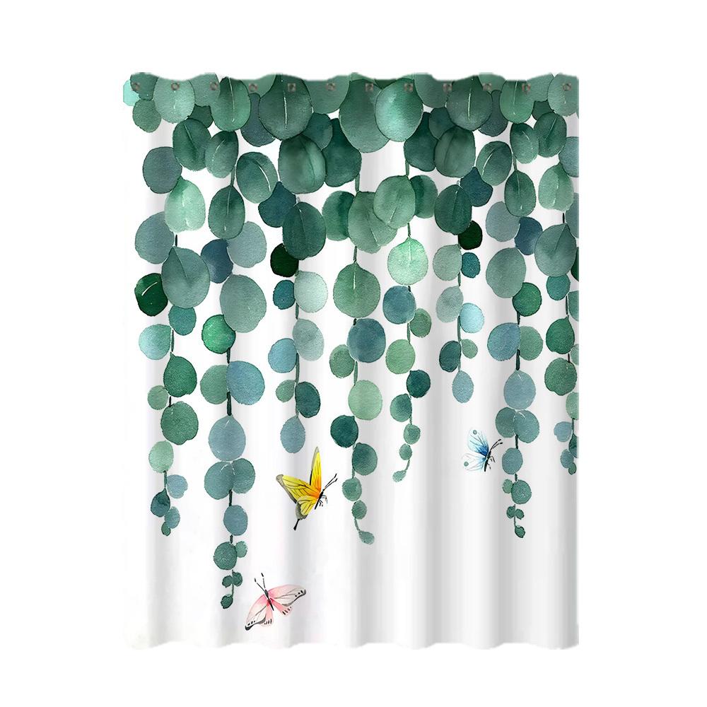 1pc Elegant Floral Butterfly Shower Curtain Multiple Plant Design Perfect Bathroom Decorative Bathroom Shower Curtain