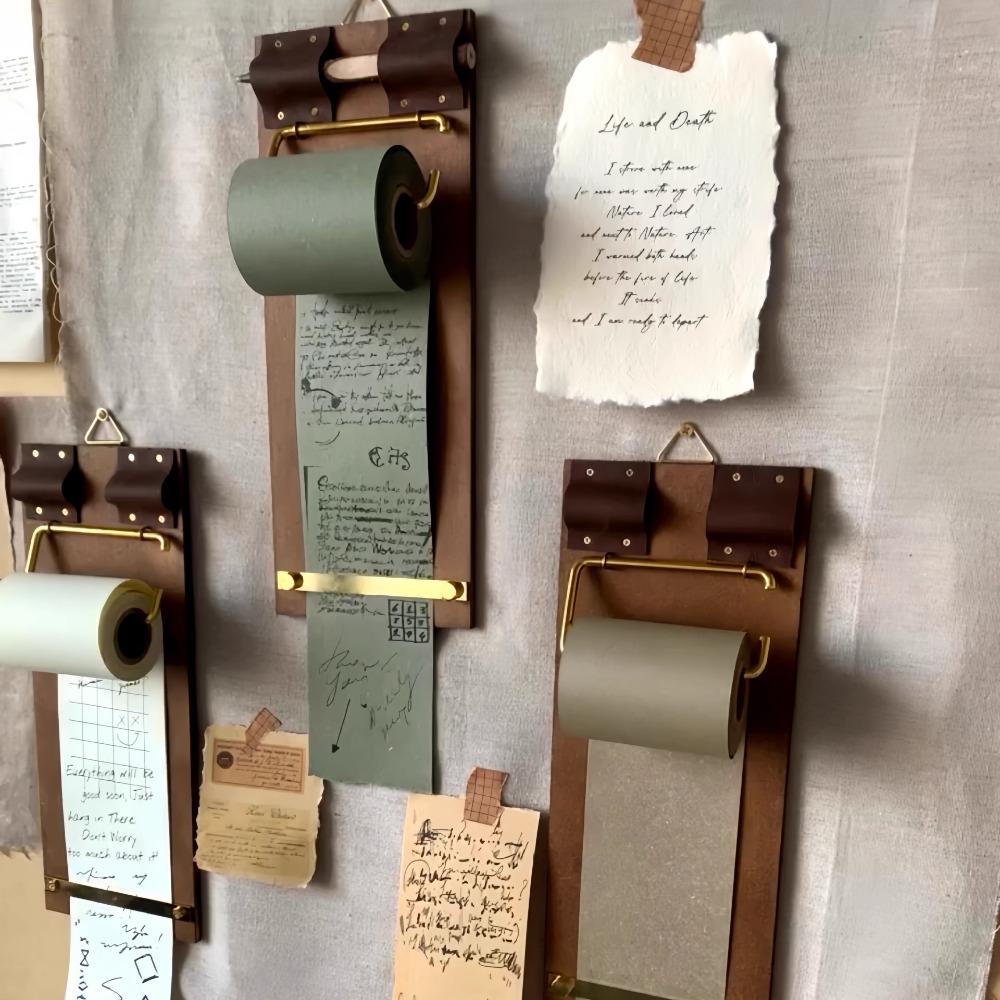 Refillable Kraft Paper Roll Vintage Clipboard DIY Crafts Hanging Writing Pad for Notes