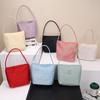 Korean Style Nylon Handbag: Women's Trendy Embroidered Letter Shoulder Bucket Bag
