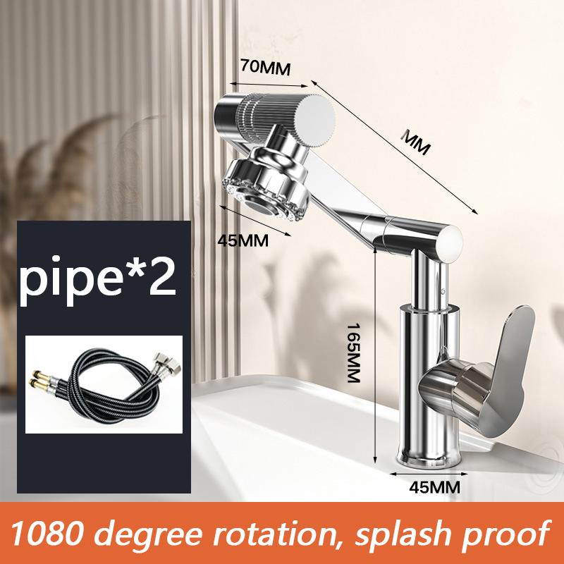 Поворотный на 1080° смеситель для раковины в ванной комнате, смеситель для раковины, монтируемый на палубе, защищенный от брызг, водопроводный кран, аэраторы для душевой насадки, смеситель, ТРУБА x 2