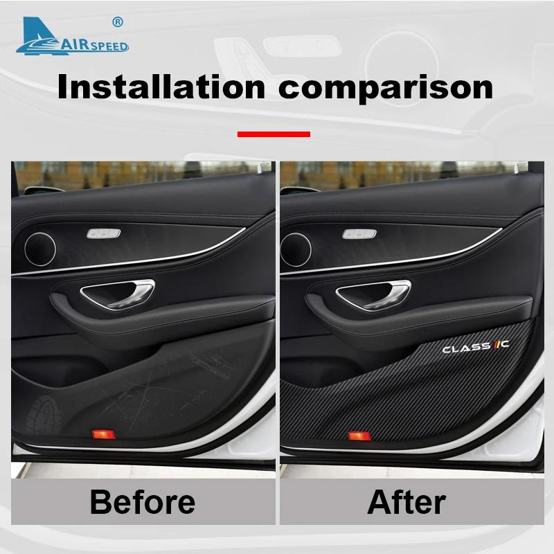 Leather Carbon Fiber Style Car Door Sticker Anti Dirty Anti Kick Pad For Mercedes Benz W213 W205 GLC X253 Protection Accessories