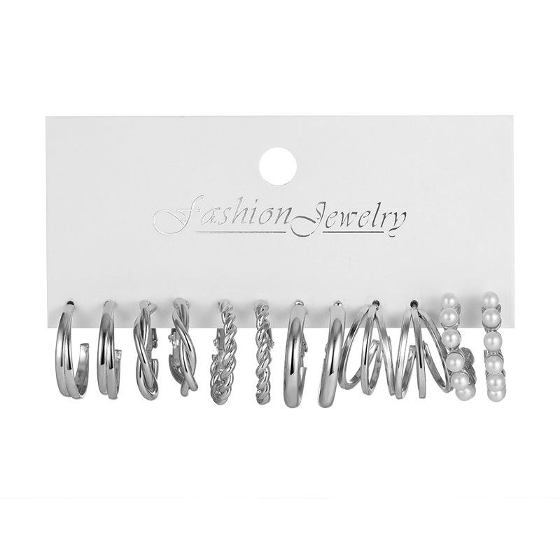 Модный комплект из трех серег с жемчугом Cross-Border – 24 шт., универсальные модные серьги