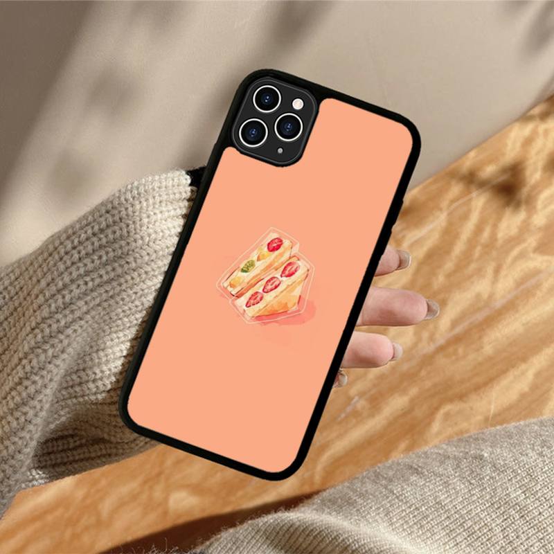 Lovely Strawberry Cake Phone Case Silicone PC+TPU Case for iPhone 11 12 13 Pro Max 8 7 6 Plus X SE XR Hard Fundas
