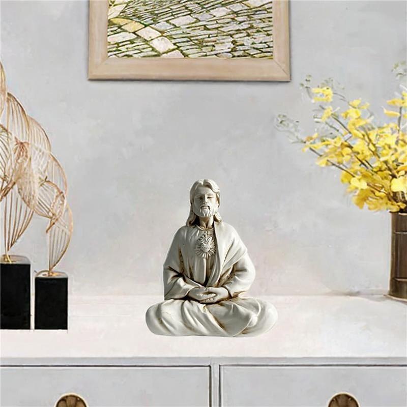 Meditating Jesus Figurine Decorative Traditional Xmas Collection 4.3x3.5inch