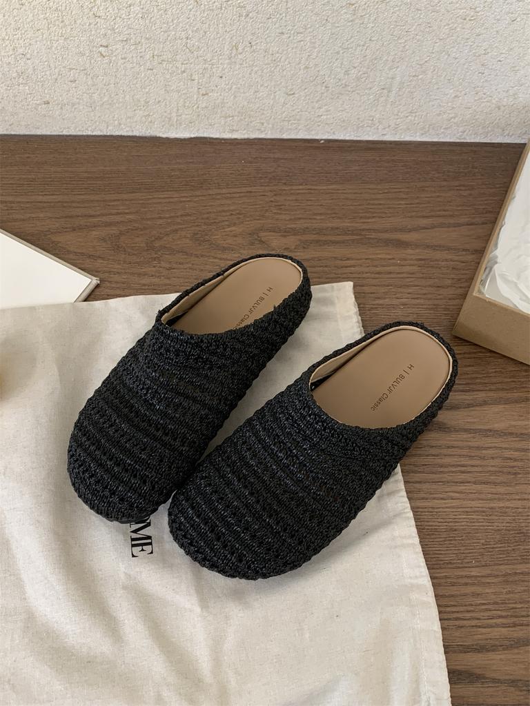 Модная Плетеная Женская Обувь Без Каблука, Тапочки, Элегантные Мелкие Мюли, Летние Новые Модные Шлепанцы 2025, Удобные Мягкие Сандалии для Ходьбы