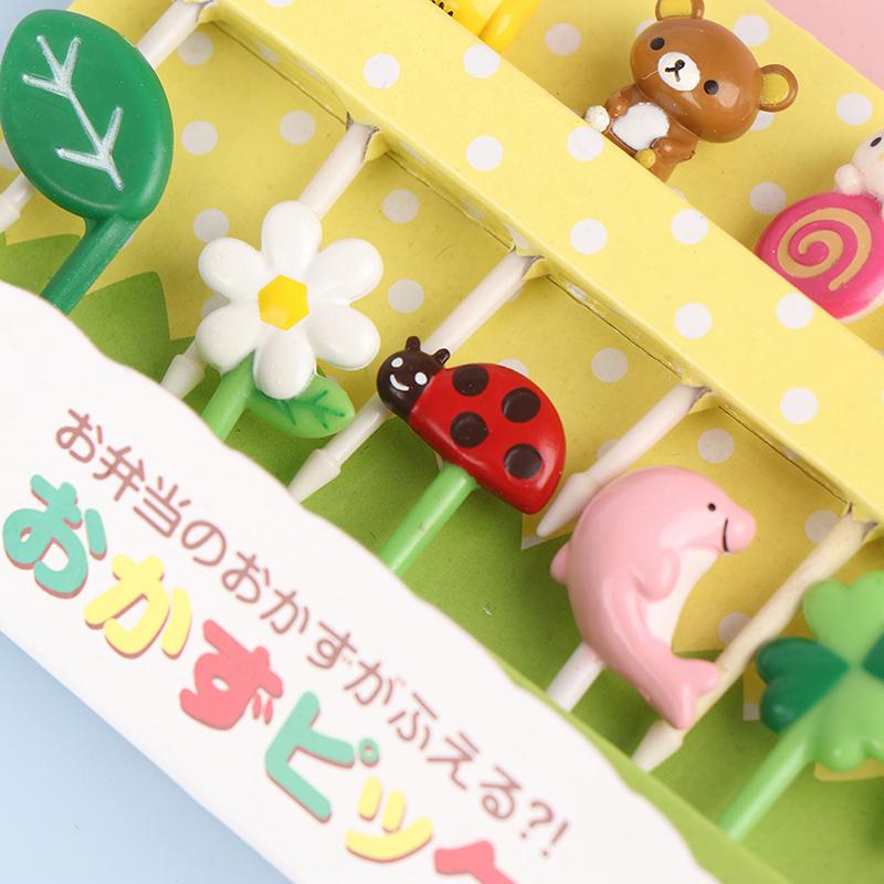 12 шт., зубочистка для выбора фруктов, украшение для вечеринки, животное, мультяшная еда, фруктовые вилки