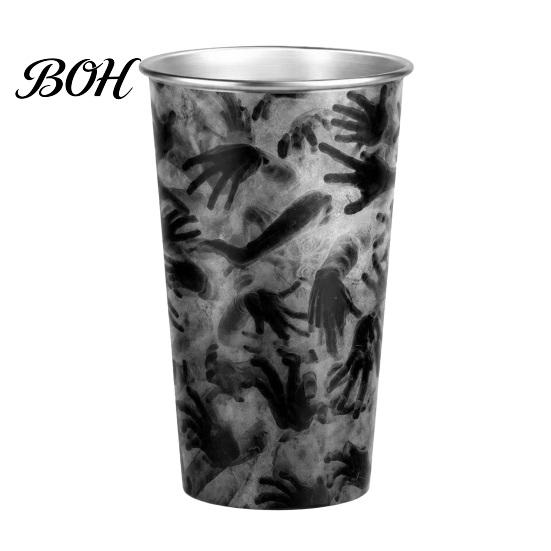 Halloween Party Decoration Drinkware Thermochromic Color-Changing Cup, Horror Theme Cold Drink Lightweight Portable Metal Mug Tumbler, Wide Mouth for