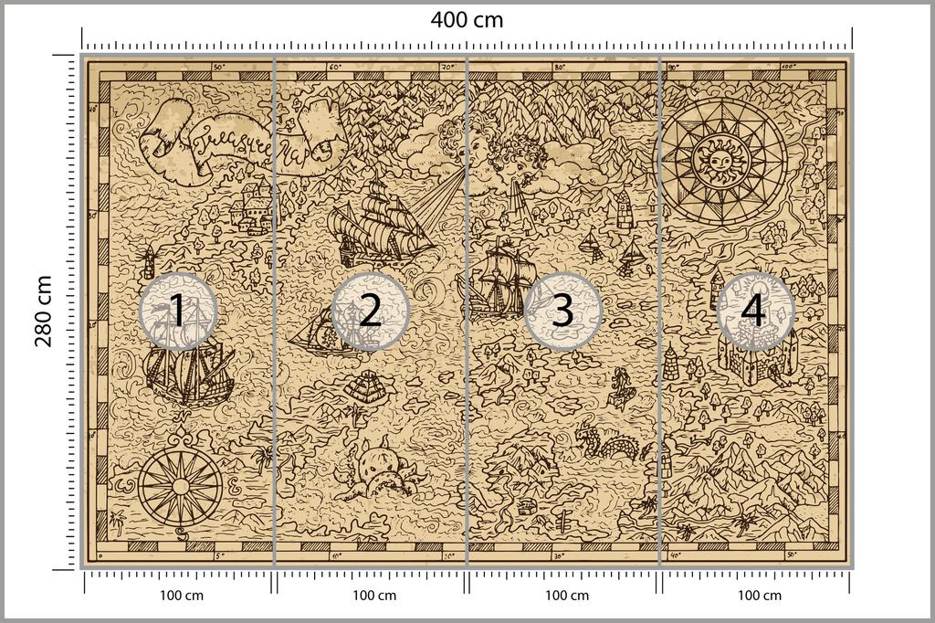 Photomural Treasure Map Washable Fleece 400x280