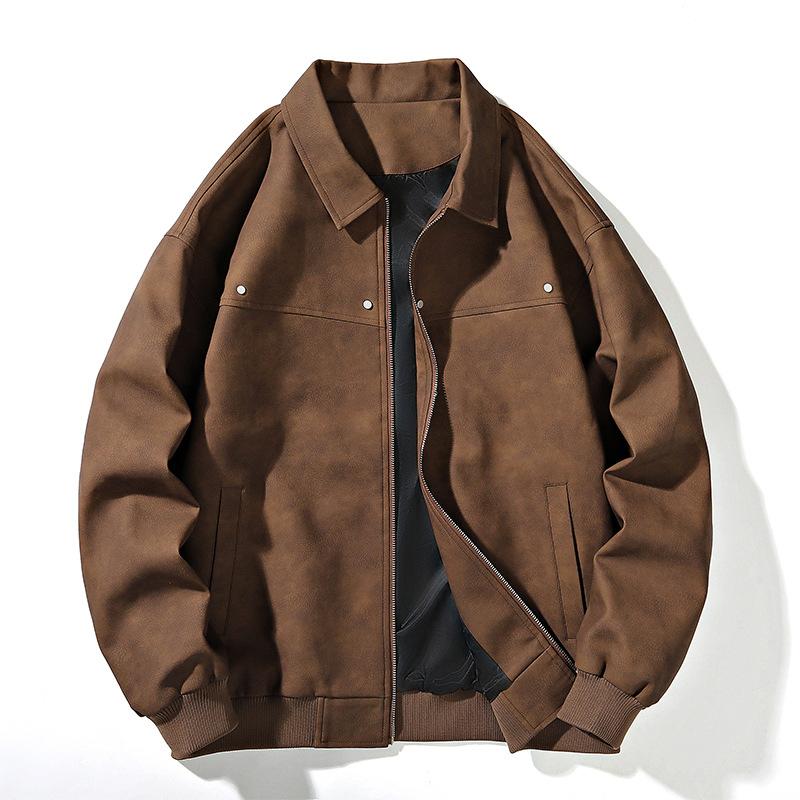 Куртка мужская весенне-осенняя новая американская трендовая ретро куртка из искусственной ПУ кожи с флисовым лацканом