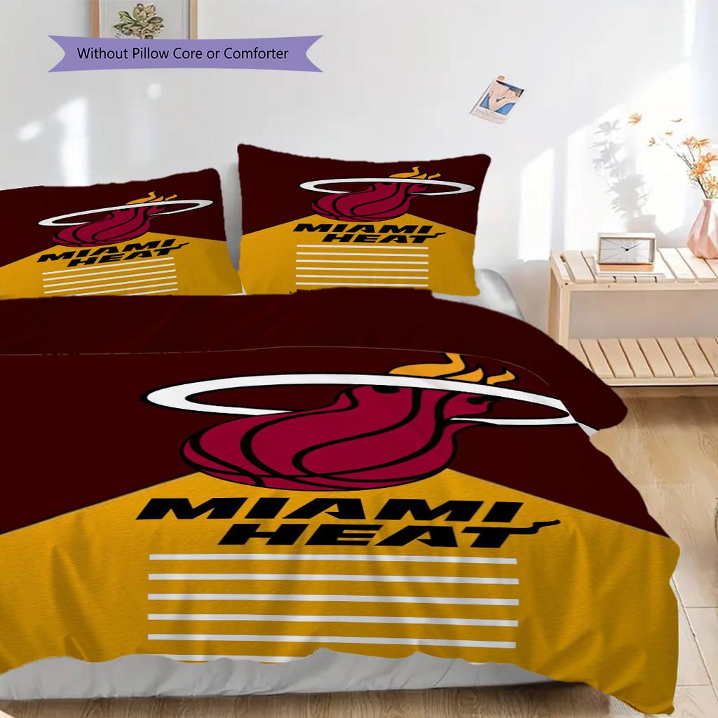 Vibrant Miami Heat Spirit Three-piece set(1 * duvet cover + 2 * pillowcase, without core)Soft and comfortable Bedding set Christmas birthday gift