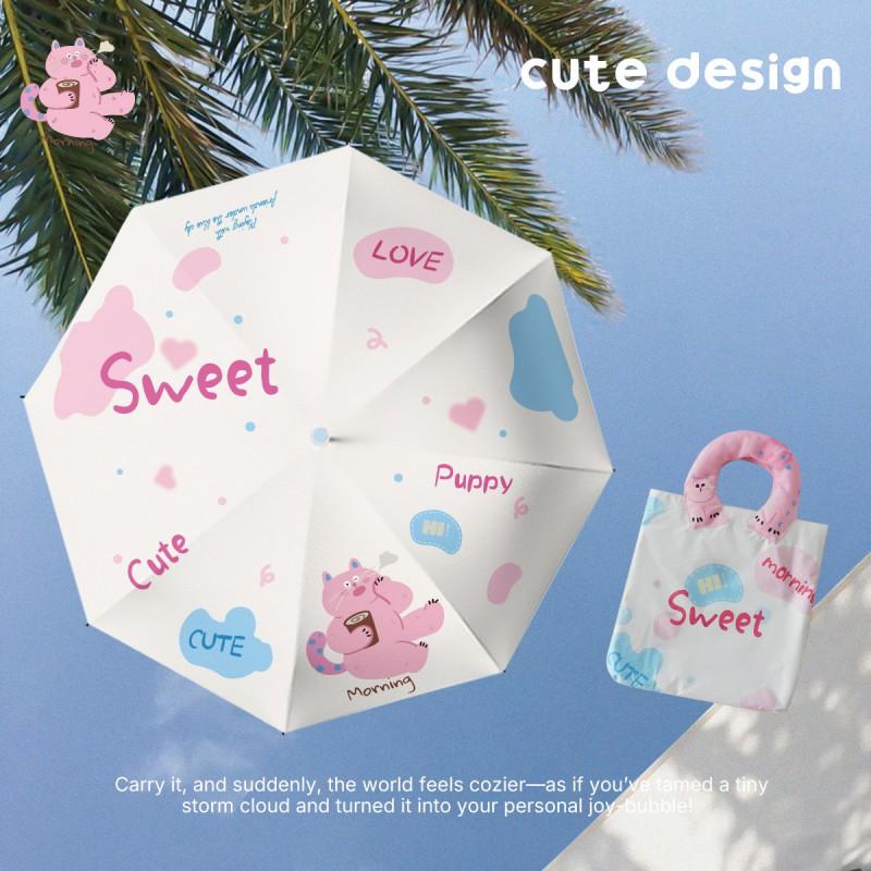Automatic 3-Fold Umbrella Women Girls UPF50 Sun Rain Protection Cartoon Design Lightweight Windproof