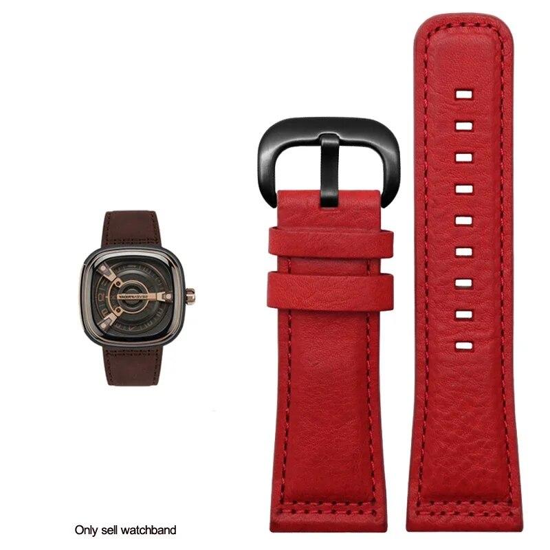 Ремешок для часов Sevenfriday S2 / P3 / m2 Ltalian из натуральной кожи, мужской коричневый, черный, красный, зеленый ремешок для часов 28 мм