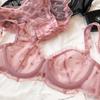 French Ultra Thin Lace Lingerie Sexy Love Embroidery Bra Set for Women Underwear Summer Breathable Plus Size CD Cup Brassiere