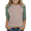 Tops For Youth Girls 4-16 Years Round Neck 3/4 Sleeves T-Shirts Trendy Tops Outfit Tees
