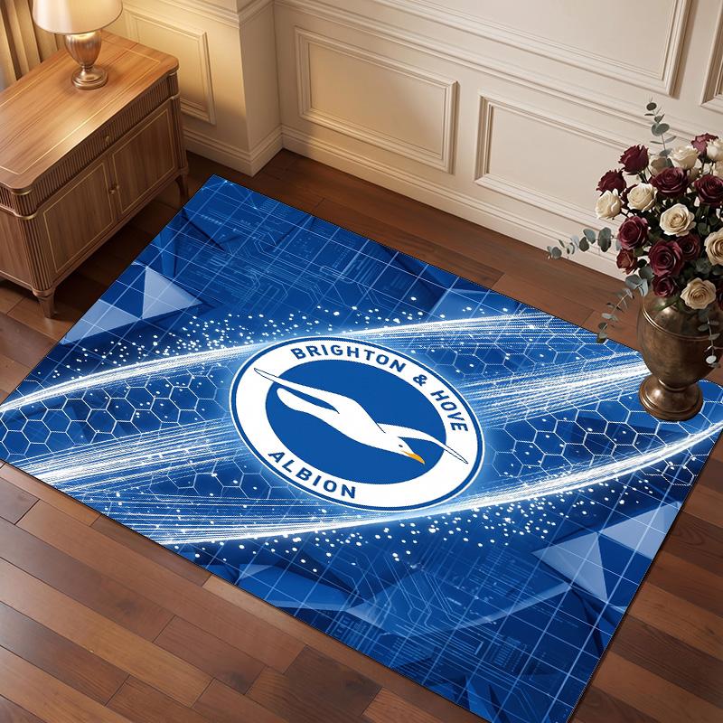 Ковер из хрустального велюра с футбольным принтом Brighton & Hove Albion, Удобный, Впитывающий влагу, Нескользящий, Для помещений