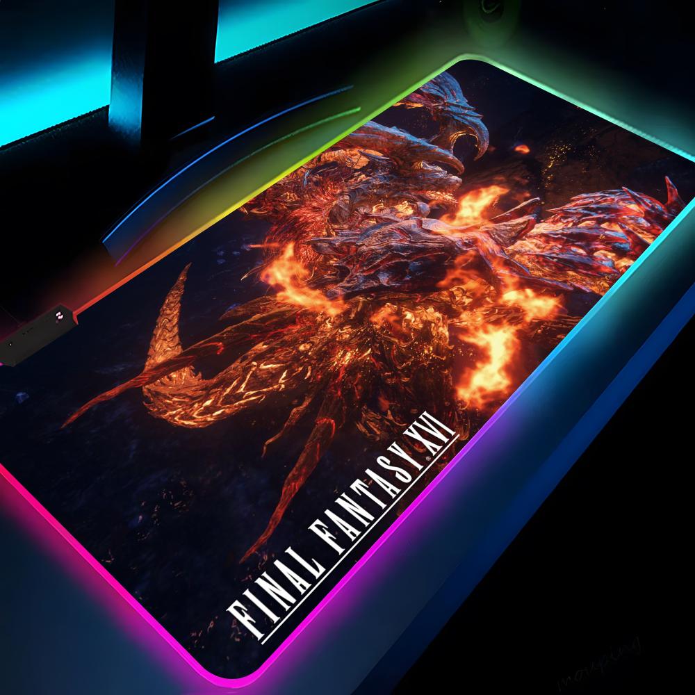 Final Fantasy XVI Мышь милый Коврик Игровой Светодиодный 700x300 Коврик для мыши Коврики для мыши Настольные коврики Настольный коврик для ПК RGB Коврик для клавиатуры XXL