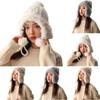 1PC Women's Cable Knit Winter Beanie Hats with Pompom - Faux Fur Trim Fuzzy Soft Warm Ear Cover Skull Caps