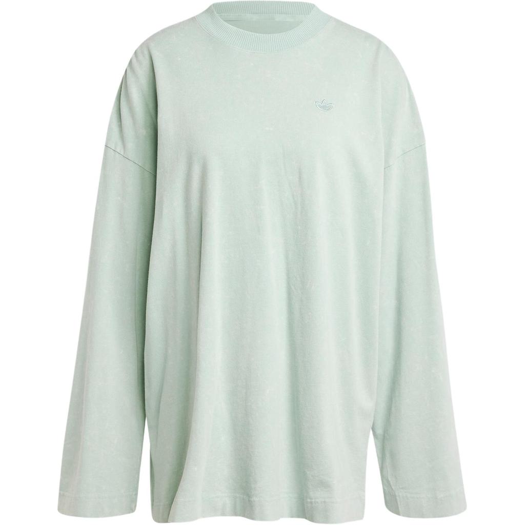 adidas Оригинальные Премиум Essentials Washed Soft Comfortable Loose Long Sleeve Breathable T-Shirt Women T-Shirt Light-Green IW5751