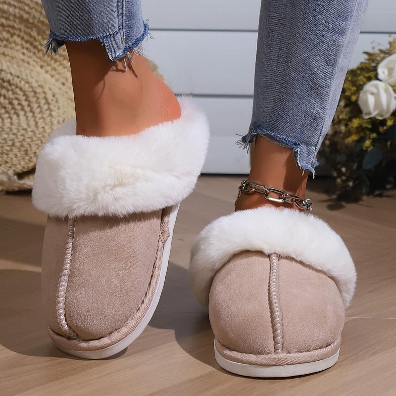 Cotton Slippers Women's Autumn and Winter Plush Home Fluff Mop Head Indoor Non-slip Home Cotton Slippers