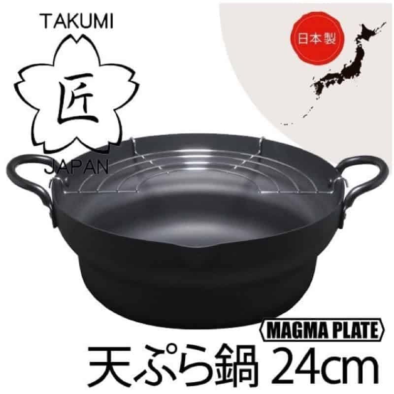 Takumi JAPAN 24 см Темпура IH Сделано в Особенности: чугунная поверхность с текстурированным покрытием типа «магма» для отличного распределения тепла. Горшок, Чугун, Совместимый, Япония.