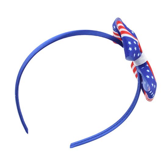 Повязка на голову с американским флагом, День независимости, 4 июля, красный, белый, синий, с бантом, декор, обруч для волос для девочек, аксессуары для волос
