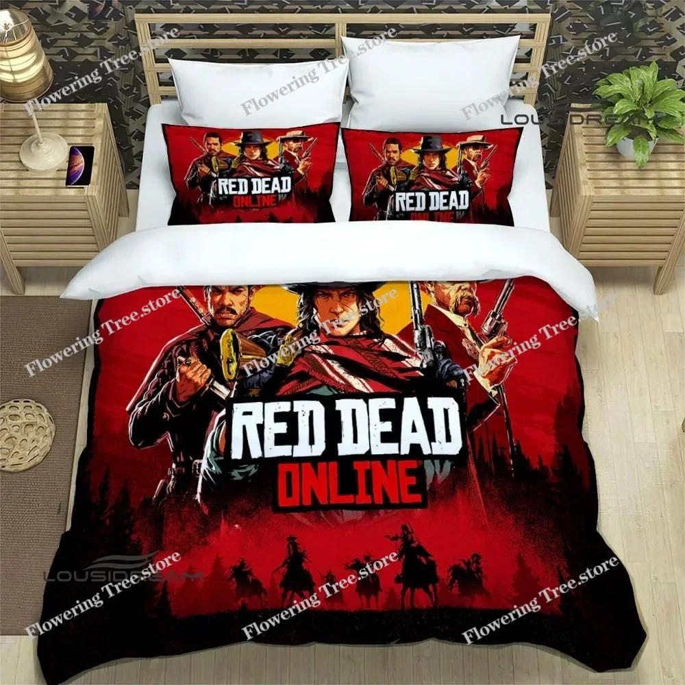Red Dead Redemption 2 Print Bedding Sets Exquisite Supplies Set Duvet Cover Bed Comforter Set Bedding Set Luxury Birthday Gift