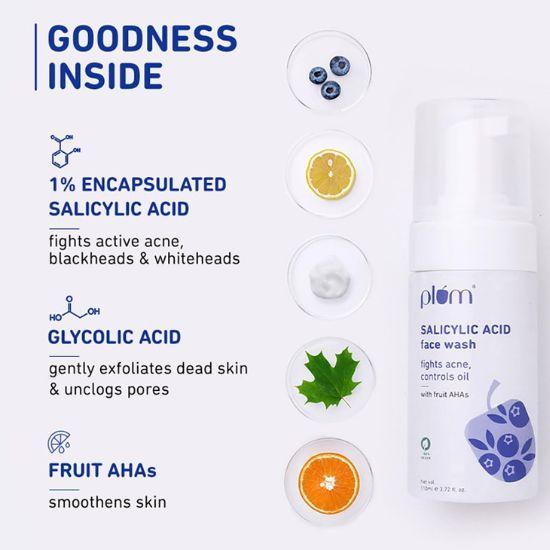Plum 1% Encapsulated Salicylic Acid Foaming Face Wash|All Skin Types|Creamy Face Cleanser For Women&Men|100% Vegan|110 Ml