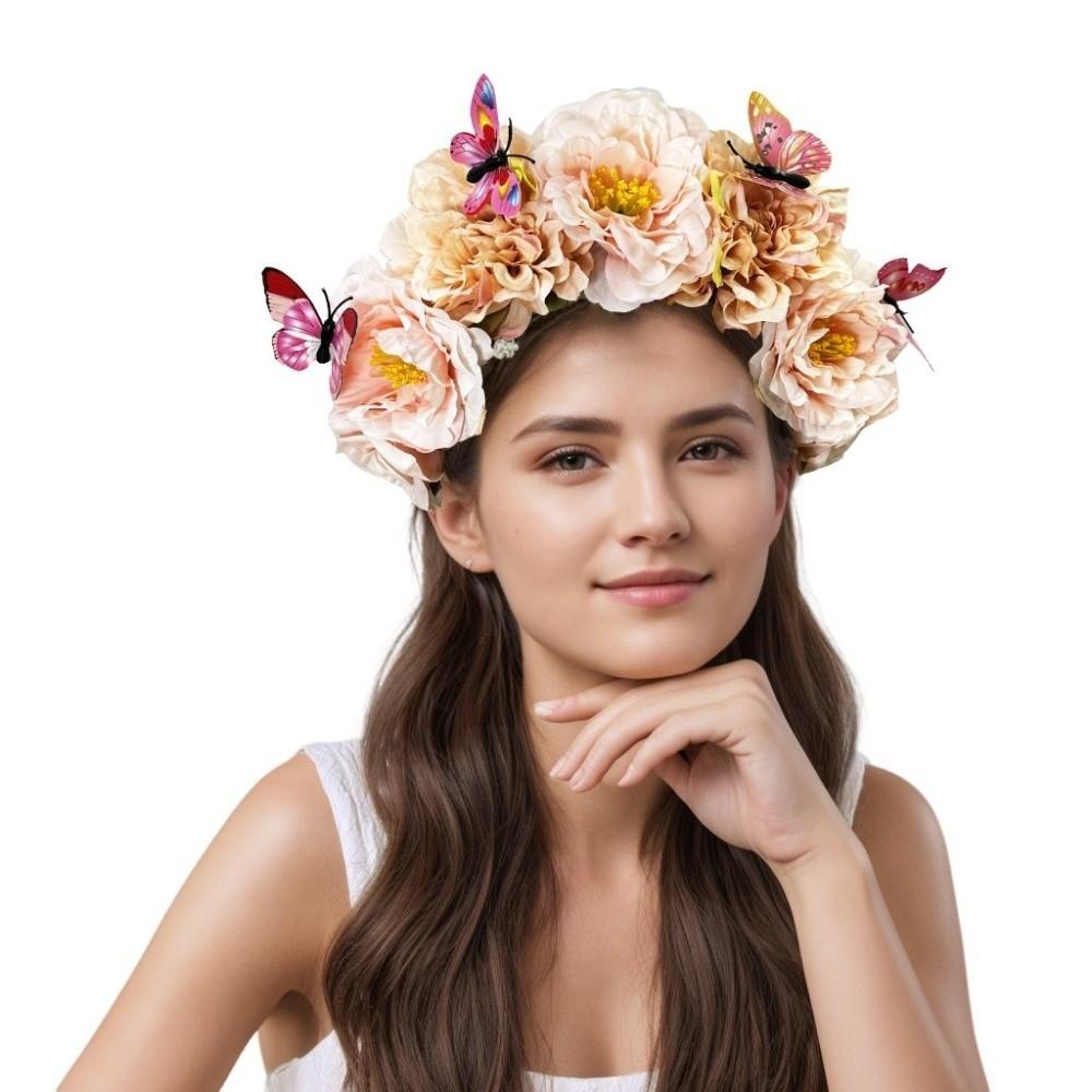 Bohemian Style Hair Hoop Artificial Flowers Headdress Trend Hairband  Women