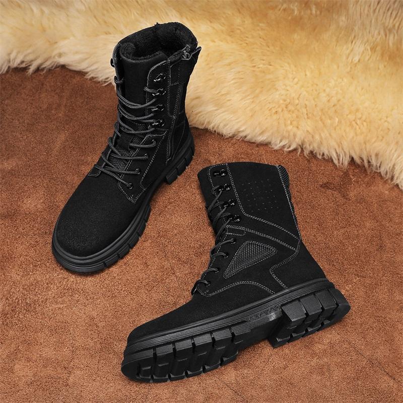 Fashion Stylish Winter Men Ankle Boots Autumn High Quality Sneaker Leather Plush Snow Desert Boots Work Shoes Men Outdoor Snow Boots