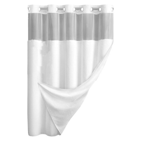 Yousheng Вафельная занавеска для душа со съемной подкладкой и кнопками, водонепроницаемая двухслойная моющаяся занавеска для кухни, занавеска для окна в спальне