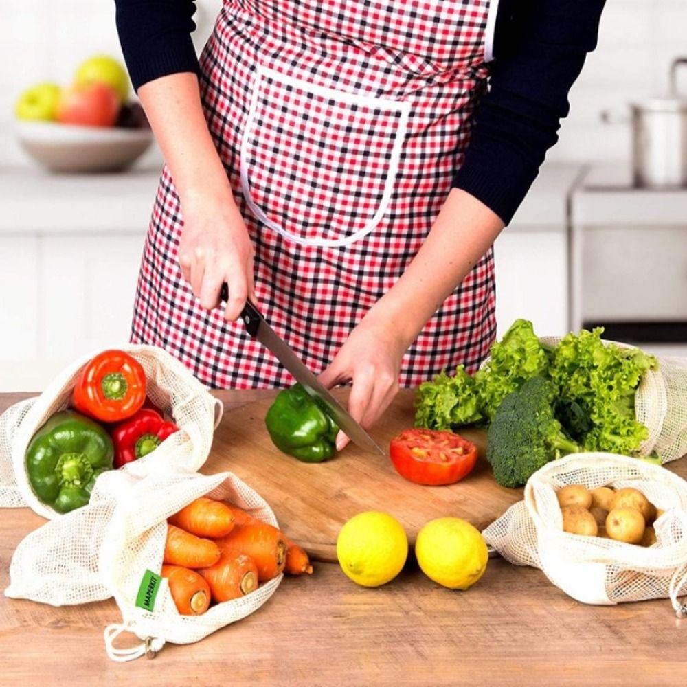 Reusable Cotton Mesh Bag Light Weight Drawstring Bag New Mesh Shopping Bag