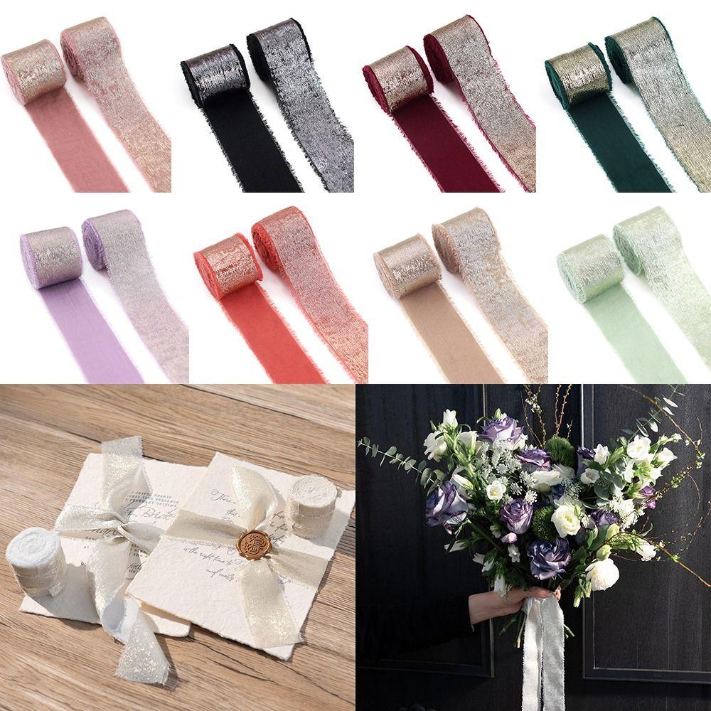 Solid Color DIY Sewing Crafts 5 Yards Flower Bouquet Gift Packaging Ribbon Silk Ribbon DIY Sewing