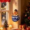 Cute Gingerbread Man Sign Christmas Wooden Hanging Sign, Hot Cocoa Mug Welcome Door Seasonal Party Holiday Hanger for Indoor Outdoor Front Porch Wall