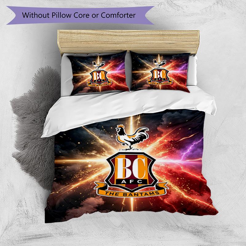 3pcs Duvet Cover Set (1*Duvet Cover + 2*Pillowcase, Without Core), Bradford City AFC Print Bedding Set, Bedroom Decor, All‑Season, Birthday Gift