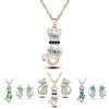 Crystal Cat 3pcs Shaped Necklace Earrings Jewelry Set  Gift Teen Girls Women For