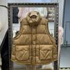 Зимний новый белый утиный пух однотонный пуховый жилет большой карман свободный повседневный воротник-стойка теплый жилет