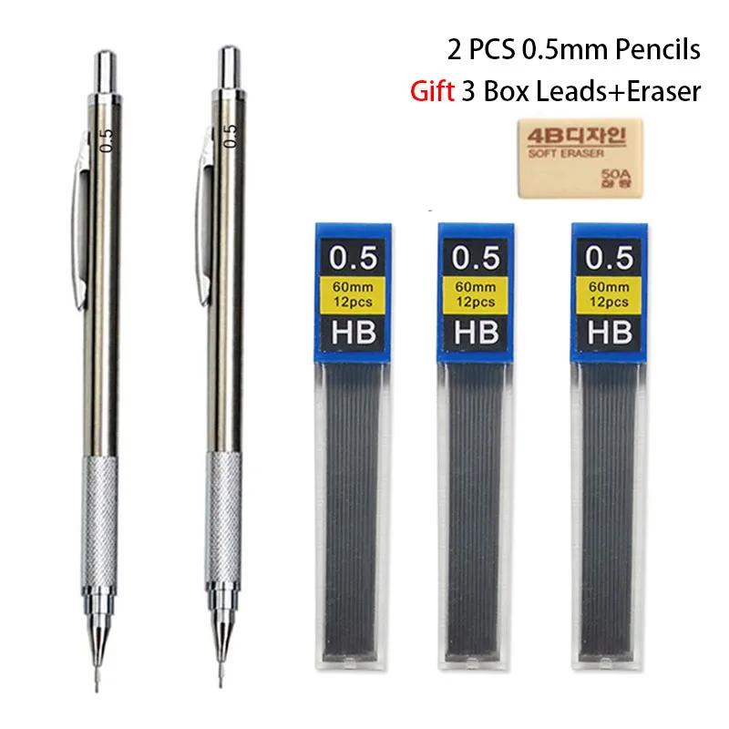 0.3 0.5 0.7 0.9 1.3 2.0 3.0mm Mechanical Pencil Full Metal Art Drawing Painting Automatic Pen Office School Supply Stationery