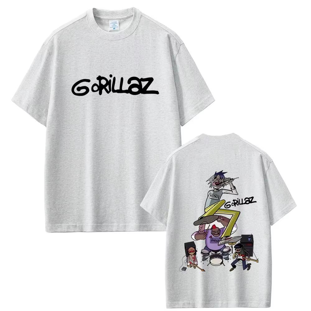 Rock Band Gorillaz Graphic Tshirts Men Women Vintage Fashion Casual Streetwear Unisex High Quality Soft Cotton T Shirts Tops