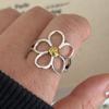 BF CLUB 925 Sterling Rings for Women Simple Geometric Handmade Irregular Retro Gold Hollow Flower Ring Allergy For Birthday Gift