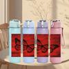 1PC Red Background Butterfly Art 750ml Color Plastic Sports Water Bottle Leakproof Flip Straw Lid Suitable for Sports Office Home Use