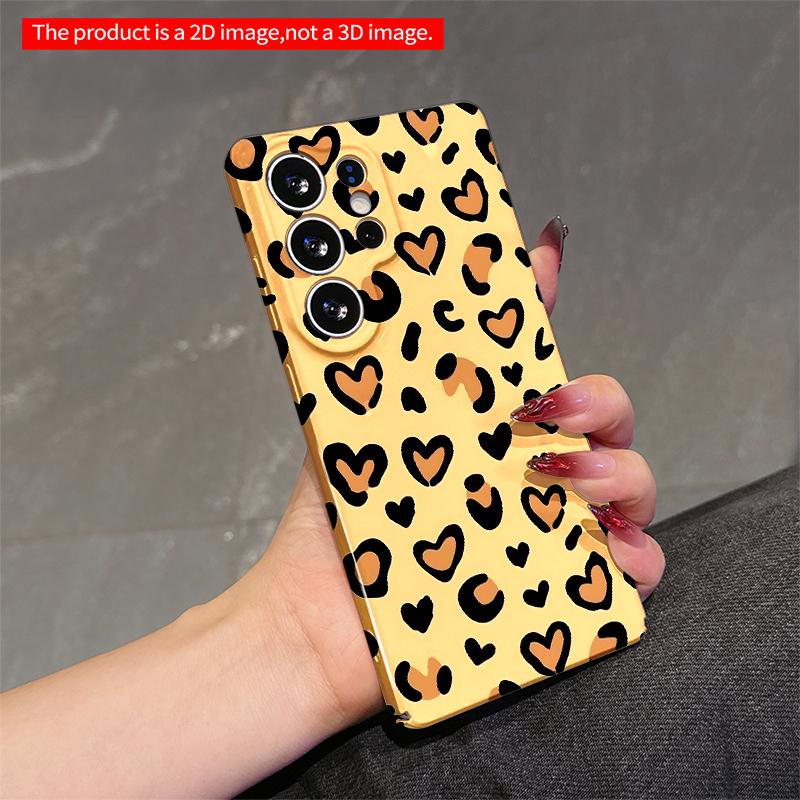 2DFlat Samsung phone case Leopard Heart Pattern Phone Case Applicable to Galaxy S22 S23 S24 S25ULTRA S26 A12 A13 A14 A15 A16