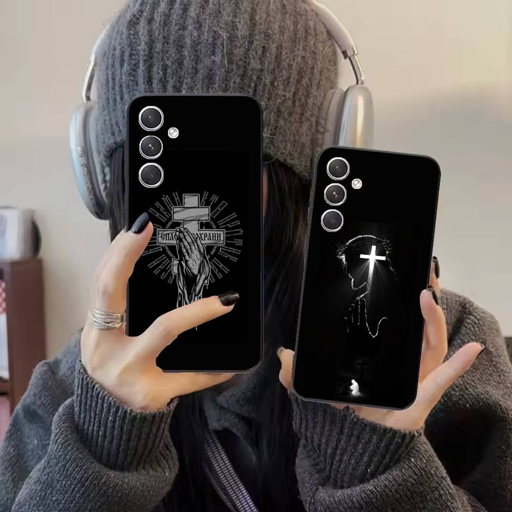 Orthodox Cross Phone Case For Samsung S25,24,21,22,23,20,S30,Ultra,Plus, Fe,5G Silicone Cover